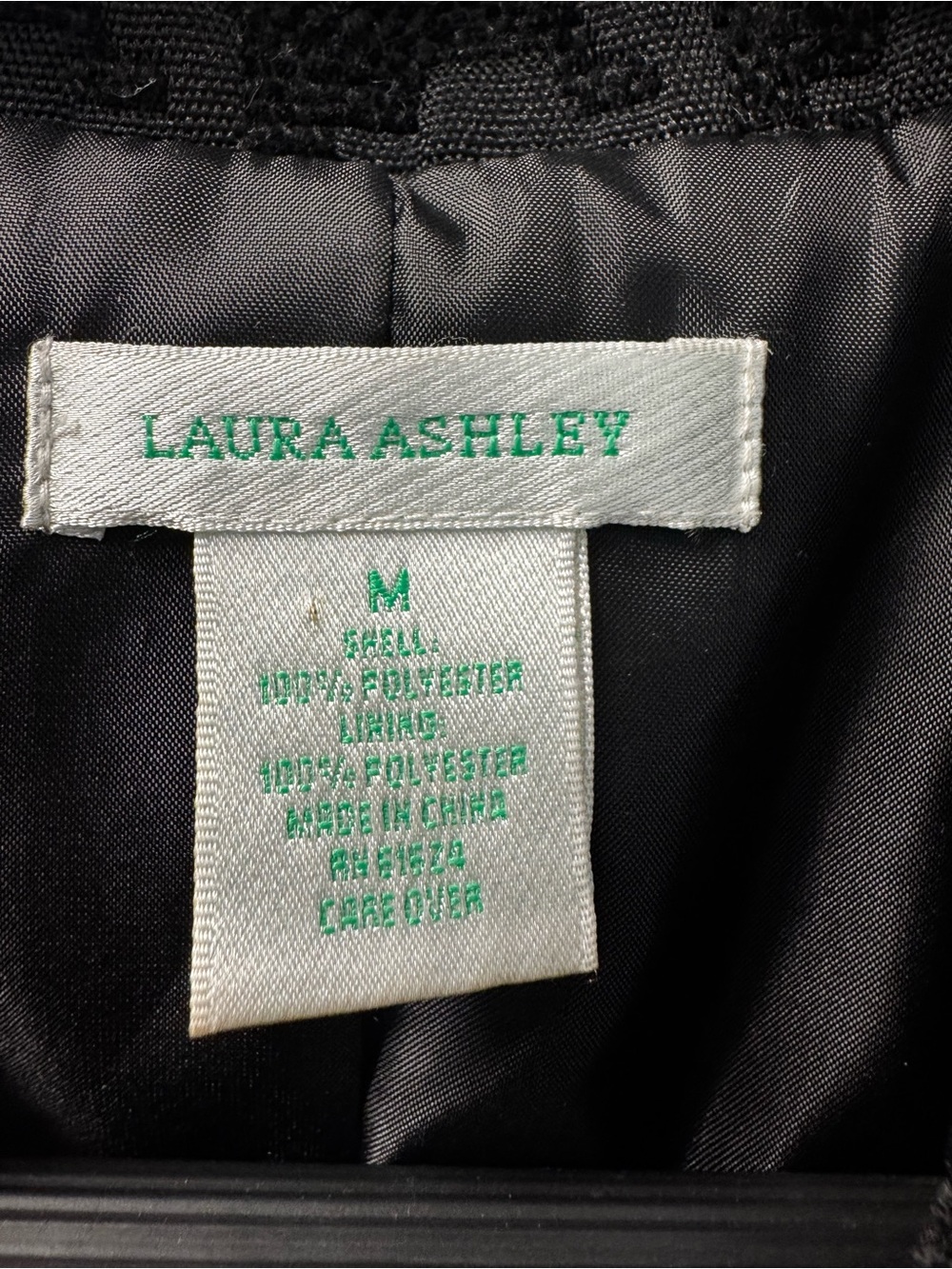 Laura Ashley Black Houndstooth Woven Knee Length Button Up Peacoat Jacket Medium - Picture 7 of 9